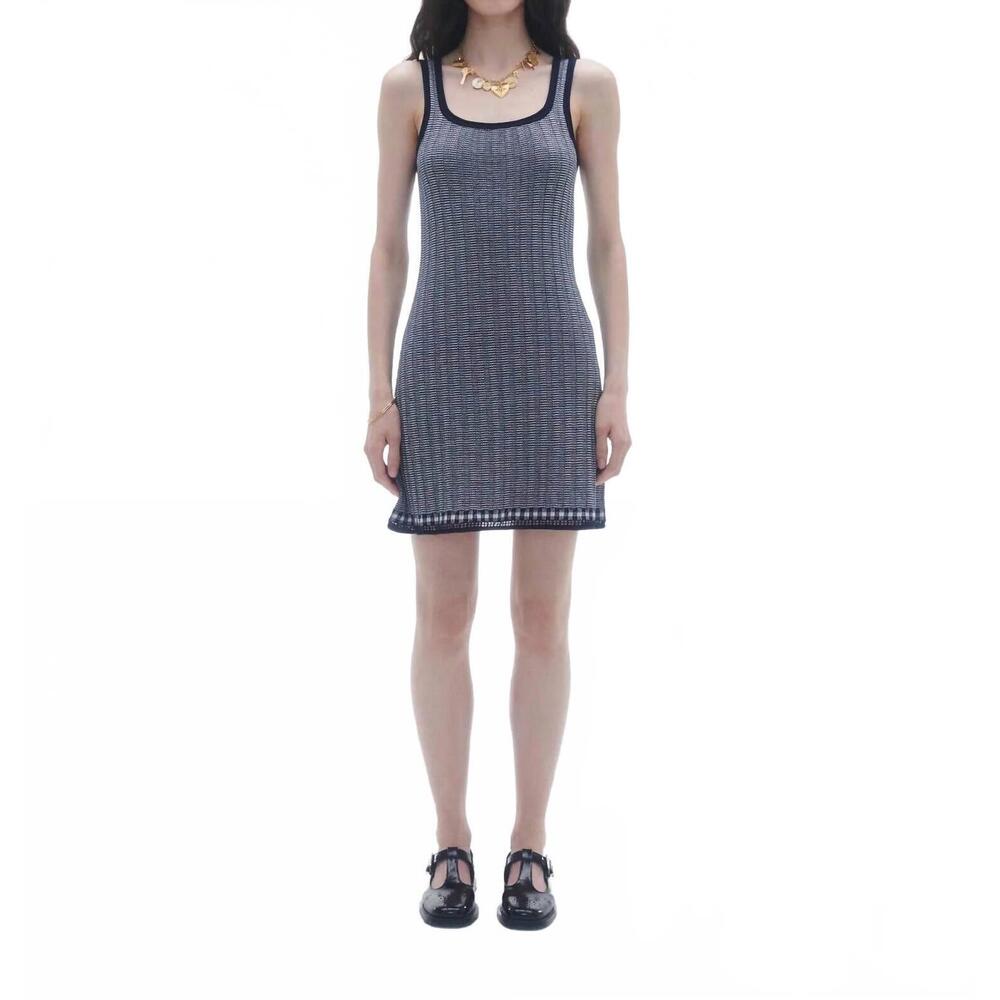 NEW GUEST IN RESIDENCE women's fine stripe tank dress in midnight/cream